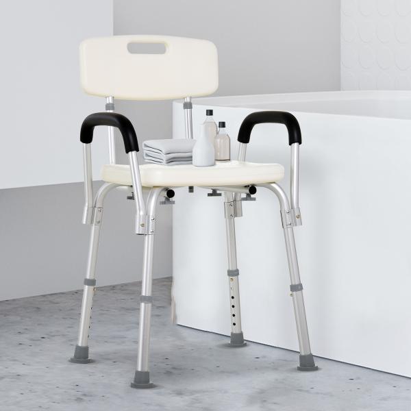 Cadeira para Duche Antiderrapante com Altura Ajustável 47x50x87 cm Branco