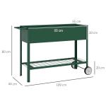 Horta Vertical Elevada de Metal Horta Vertical com Rodas Alça Lateral e Prateleira Inferior para Cultivo 109x44x80 cm Verde