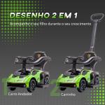 2 em 1 Carro Andador para Crianças 12 - 36 Meses Lamborghini Essenza SCV2 Carro Andador com Buzina Guiador e Grade de Segurança Removível 86,5x40x89,5cm Verde e Preto