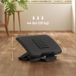 Apoio para os Pés com Altura e Ângulo Ajustáveis Superfície de Massagem e Almofadas Antiderrapantes 46x35x11 - 17 cm Preto