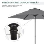 Chapéu de Sol para Terraço Exterior com Cobertura Ventilada e Mastro Desmontável de Alumínio para Jardim e Pátio Cinzento Escuro