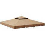 Cobertura de Substituição para Pérgola 300x300 cm com Duplo Teto e 8 Orifícios de Drenagem Cáqui