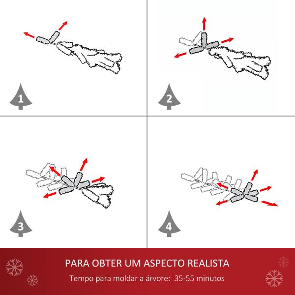 Árvore de Natal Artificial 150cm com 680 Ramos de PVC 48 Decorações Incluidas Decoração de Natal Φ85x150cm Branco