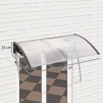 Marquise de Proteção para Portas e Janelas Contra Sol e Chuva Telhado de Proteção com Desenho Moderno 150x90x25 cm Transparente e Preto