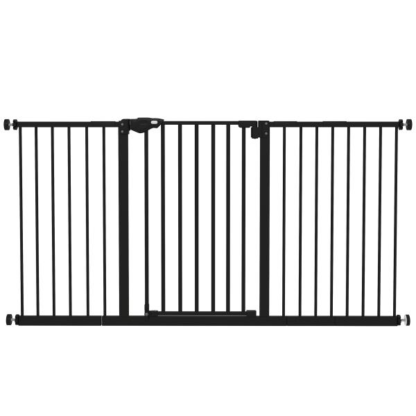 Barreira de Segurança Extensível para Portas e Escadas com Fechamento Automático e Sistema de Duplo Bloqueio 74 - 147,5x76,2 cm Preto
