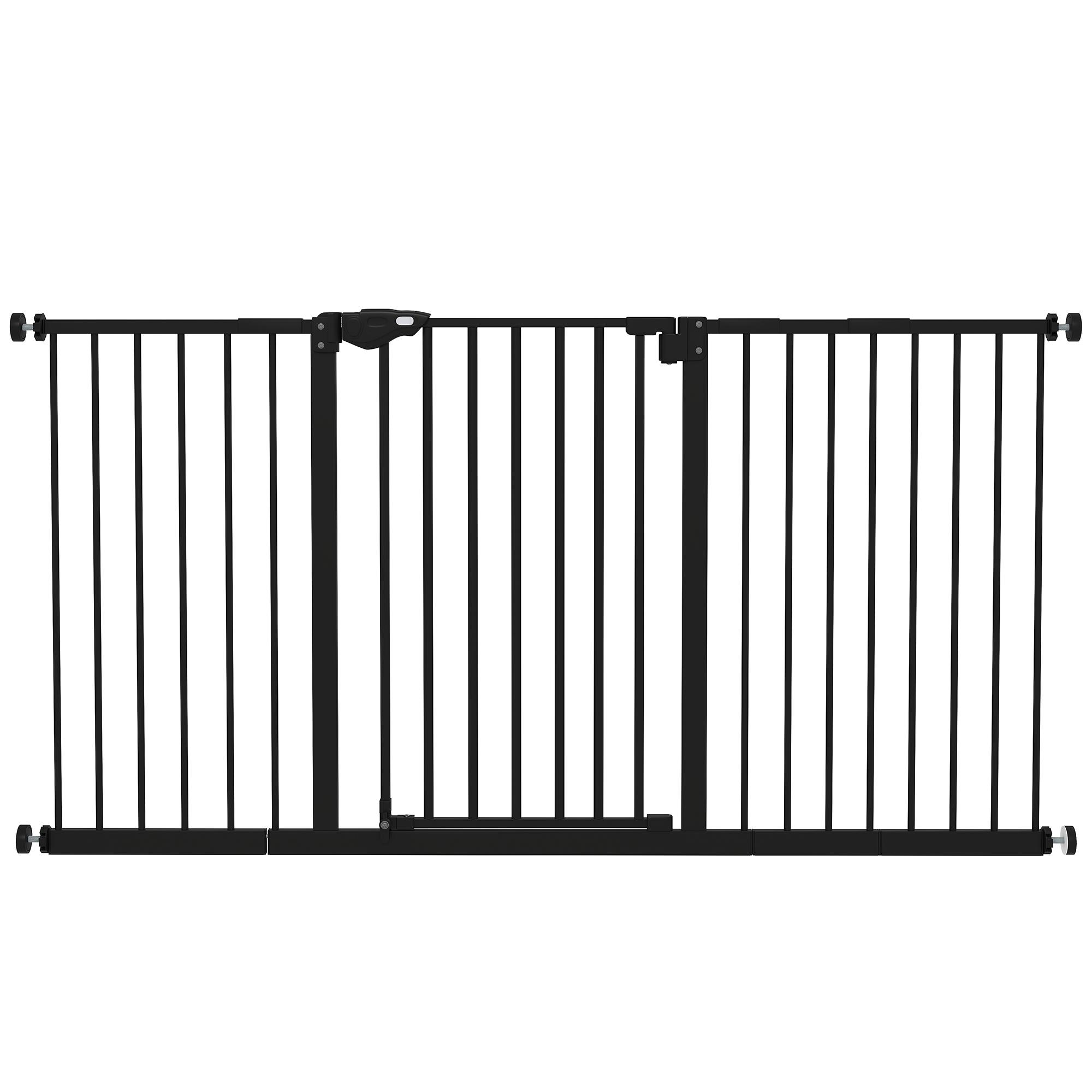 Barreira de Segurança Extensível para Portas e Escadas com Fechamento Automático e Sistema de Duplo Bloqueio 74 - 147,5x76,2 cm Preto