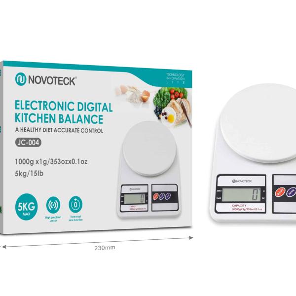 Balança Digital de Cozinha Novoteck JC - 004 – Alta Precisão, Capacidade de 5 kg, Função Tara e Design Moderno