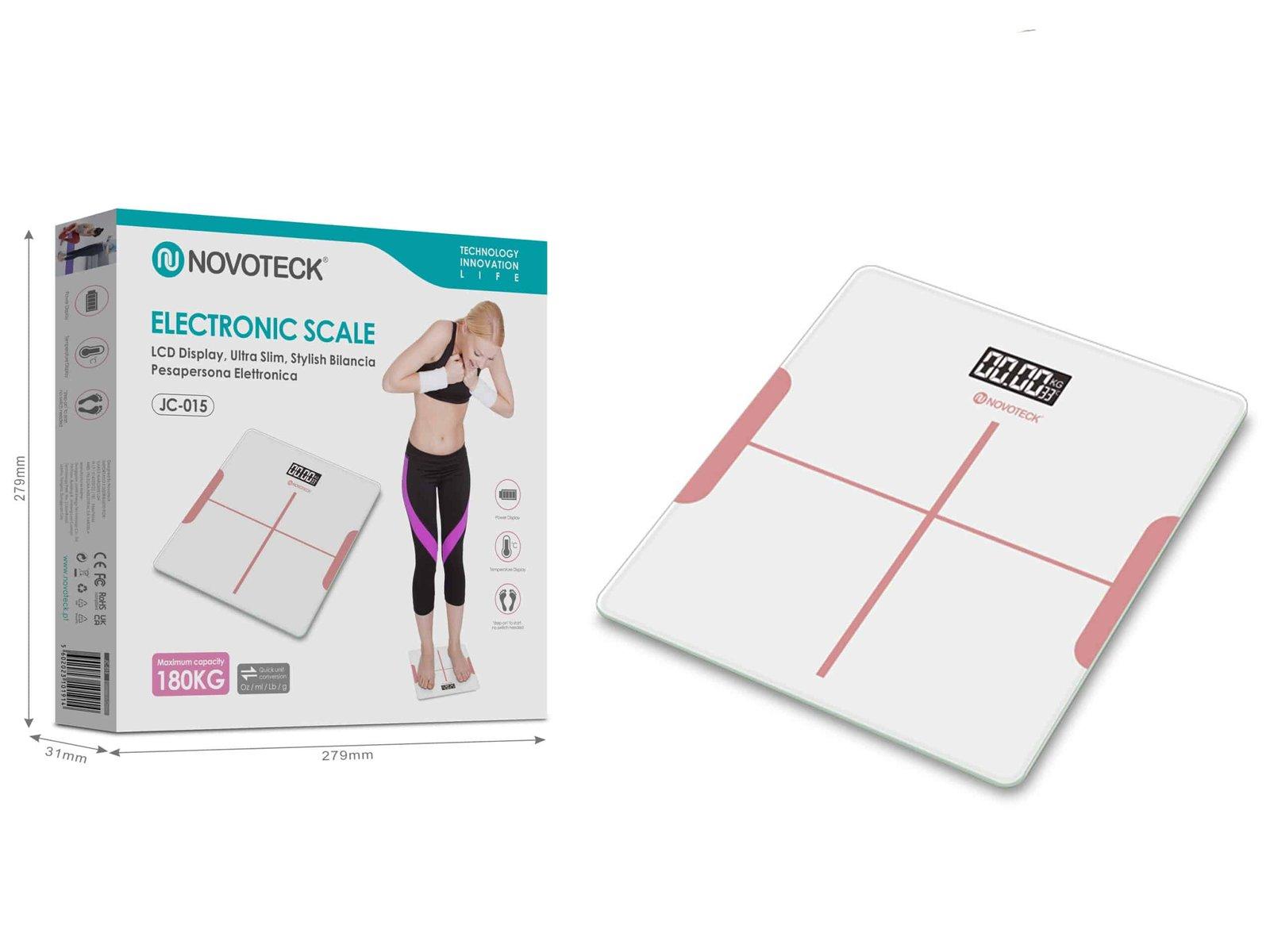 Balança Eletrónica Novoteck JC-015 com Display LCD, Design Ultra Fino e Alta Precisão - Capacidade até 180 kg