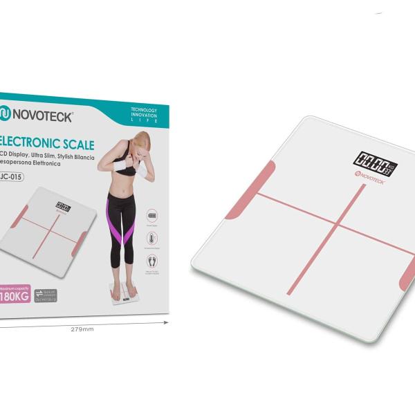 Balança Eletrónica Novoteck JC-015 com Display LCD, Design Ultra Fino e Alta Precisão - Capacidade até 180 kg