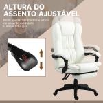 Cadeira de Escritório com Altura Ajustável 6 Pontos de Massagem e Apoio para os Pés Retrátil 68,5x68,5x113 - 121 cm Creme
