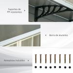 Marquesa Exterior para Portas e Janelas 303x96x27 cm com Barra de Liga de Alumínio PP Policarbonato Castanho