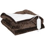 Manta Elétrica 180x130 cm Manta Térmica com Tecido Suave 10 Níveis de Temperatura e Temporizador Marrom