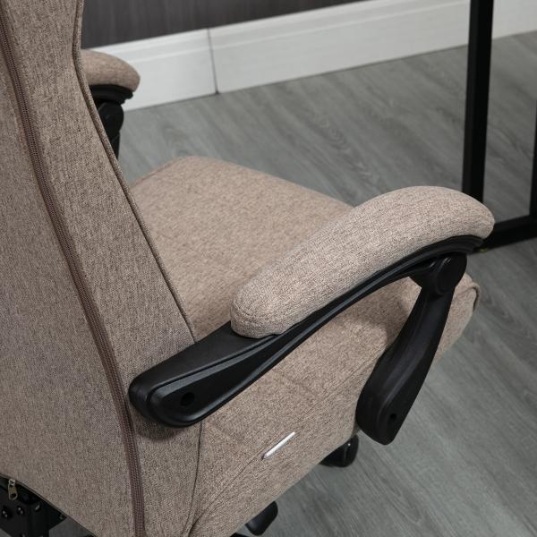 Cadeira de Escritório Reclinável com Altura Ajustável Apoio para os Braços Apoio para os Pés Retrátil 68x67x106 - 114cm Marrom