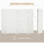 Biombo de 6 Painéis Separador de Ambientes Dobrável 240x170 cm para Sala de Estar Dormitório Escritório Branco