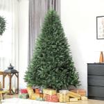Árvore de Natal Artificial 210 cm com 2641 Ramos e Base Metálica Dobrável, Realista e Frondosa, Verde