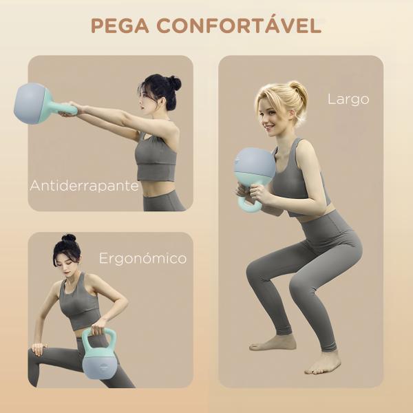 Kettlebell de 4 kg Pesa Russa Preenchida de Areia Metálica e Alça Antiderrapante 19x15x25 cm Verde