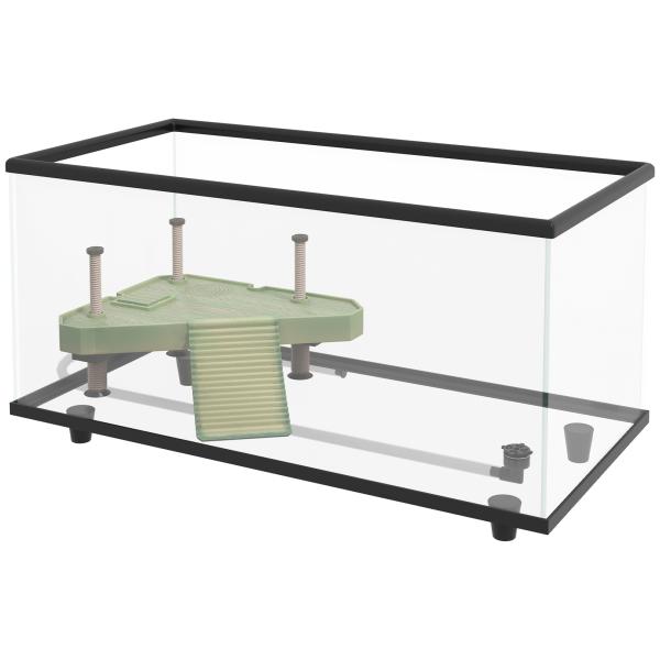 Aquário para Tartarugas 50 L com Plataforma, Rampa e Termómetro 60x30x32 cm Transparente