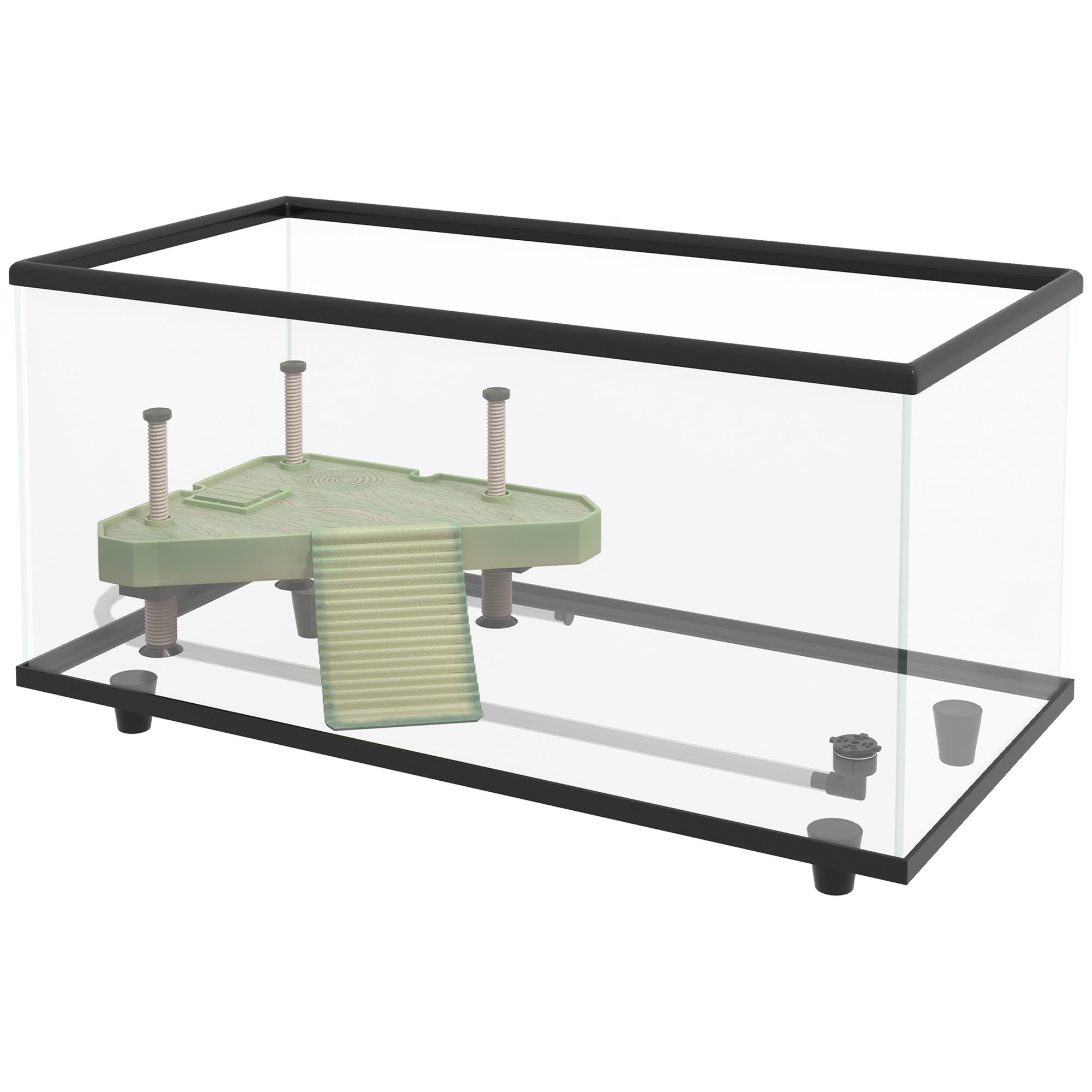 Aquário para Tartarugas 50 L com Plataforma, Rampa e Termómetro 60x30x32 cm Transparente