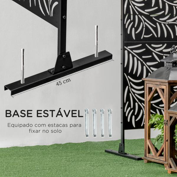 Biombo de 3 Peças Separador de Ambiente com Desenho em Ramos Biombo para Exterior 122x45x198 cm Preto