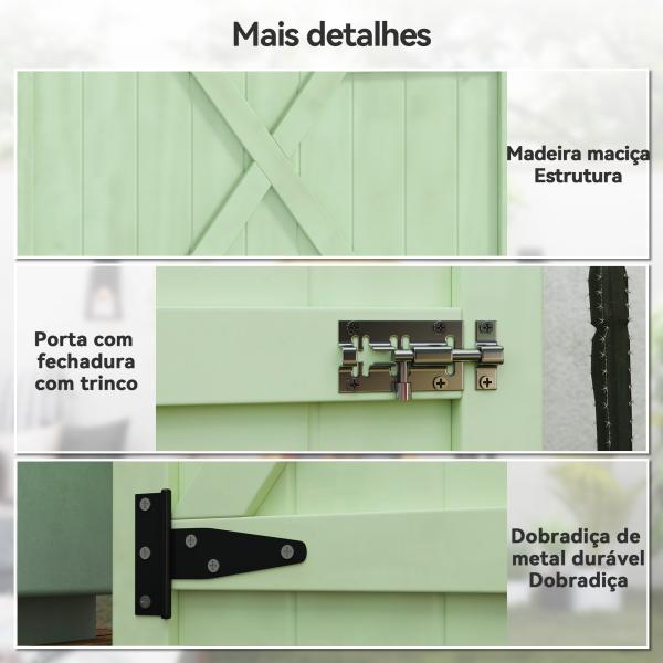 Armário de Jardim em Madeira para Exterior com 2 Prateleiras e Telhado de Asfalto 75x56x115 cm Verde
