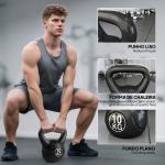 Peso Russo de 10 kg Kettlebell Preenchido de Areia com Punho Largo e Antiderrapante para Trenos em Casa e Ginásio 25x19x28 cm Preto