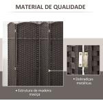 Biombo de 6 Painéis Separador de Ambientes Dobrável 240x1,6x170 cm para Sala de Estar Dormitório Escritório Marrom