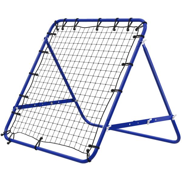 Rede de Ressalto para Futebol em Metal com Ângulo Ajustável e 20 Cordas Elásticas 96x80x96 cm Azul