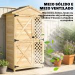 Armário Exterior de Madeira com Telhado Inclinado em Asfalto 2 Portas com Fecho e 2 Prateleiras 101,5x49x176 cm Madeira