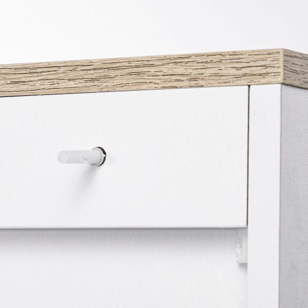 Aparador para Sala de Estar Móvel Buffet com 3 Portas e Prateleiras Ajustáveis 90x30x90 cm Branco e Madeira