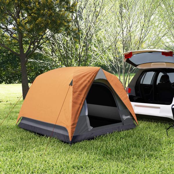 Tenda de Campismo para 2 - 3 Pessoas Dobrável com Bolsa de Transporte 200x200x135 cm Laranja e Cinza