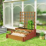 Floreira de 3 Níveis com Treliça Hortal Vertical com Tecido não Tecido para Cultivos de Verduras Flores 95x95x110 cm Castanho