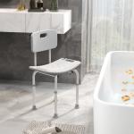 Cadeira para Duche Antiderrapante com Altura Ajustável em 8 Níveis Cadeira de Banho 50,6x43x71 - 88 cm Cinza