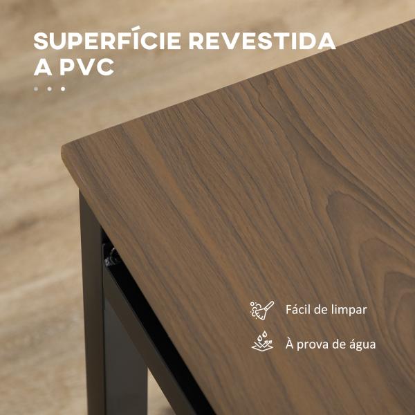 Conjunto de Mesa e Cadeiras de Refeição Mesa de Cozinha Retangular com 4 Cadeiras Estilo Moderno Castanho Escuro e Preto