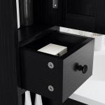 Coluna Casa de Banho com Compartimento Aberto Prateleiras Ajustáveis e Suporte para Papel Higiênico 20x20x185 cm Preto