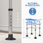 Banco de Duche para Idosos Antiderrapante com Barra de Apoio Altura Regulável e Assento em Forma de U 48,5x33x39 - 51,5 cm Azul