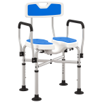 Assento de Duche para Pessoas Idosas com Assento Ranhurado Altura Ajustável Banco de Duche 53x41,5x91,5 cm Azul