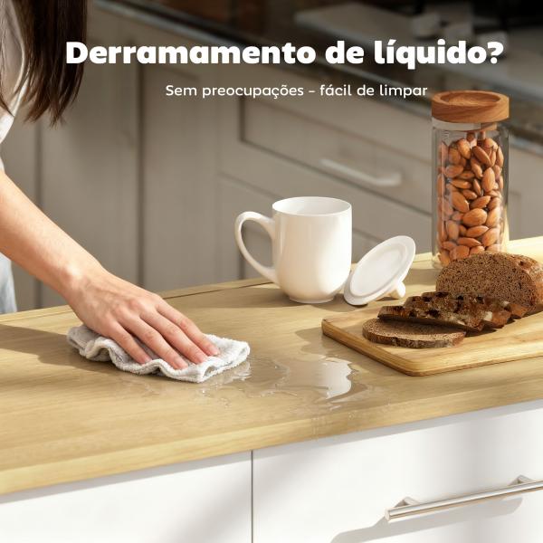 Ilha de Cozinha com Rodas Bancada Dobrável 2 Portas com Fecho Suave e Bandeja Extraível 129x65x91 cm Branco