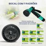 Carretel de Mangueira para Jardim 20+2 m com 7 Bocais Função de Bloqueio Retorno Automático e Giro de 180° Cinza Claro