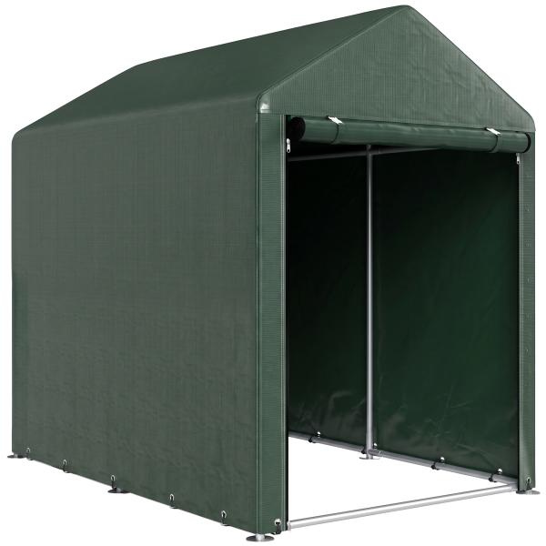 Abrigo para Ferramentas Bicicletas e Motos 120x179x165 cm Garagem Portátil com 2 Habitações Verde Escuro