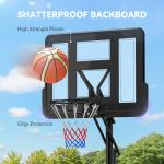 Tabela de Basquetebol de Exterior com Altura Ajustável Suporte Rodas Base Recarregável e Bolsa de Peso 90x60x305 cm Preto