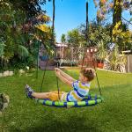 Baloiço Infantil Ninho com Altura Ajustável para Crianças de 3 - 8 Anos Carga 150 kg para Exterior Ø100x120 - 180 cm Azul