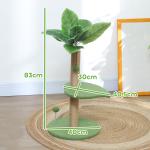 Árvore Arranhadora para Gatos 83 cm com Folhas Artificiais, Poste em Juta, Plataformas em Pelúcia e 2 Brinquedos, Verde