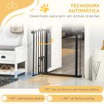 Barreira de Segurança para Animais de Estimação 74 - 80cm com Porta com Fechamento Automático e Sistema de Duplo Bloqueio Altura 76,2cm Preto