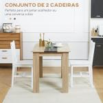 Conjunto de 2 Cadeiras de Sala de Jantar com Encosto de Ripas Estrutura de Madeira de Pinho 41x46,5x85,5 cm Branco