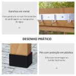 Mesa de Plantação em Madeira de 3 Níveis Mesa de Jardinagem com Placa Metálica 2 Prateleiras e Ganchos 76x37x89 cm Madeira