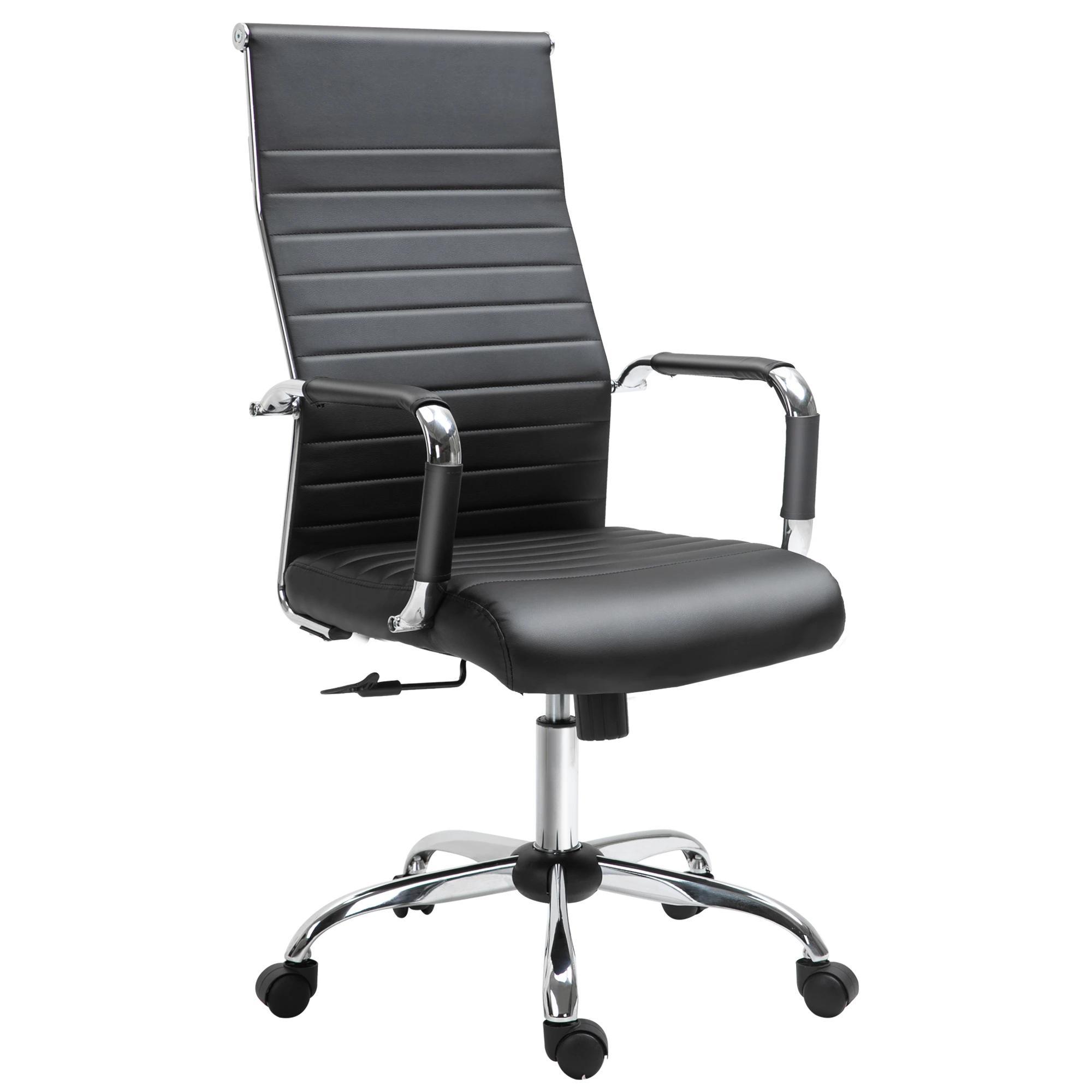 Cadeira de Escritório Ergonômica Giratoria 360° Inclinável com Altura Ajustável Rodas Apoio de Braços 54x62x104 - 114 cm Preto