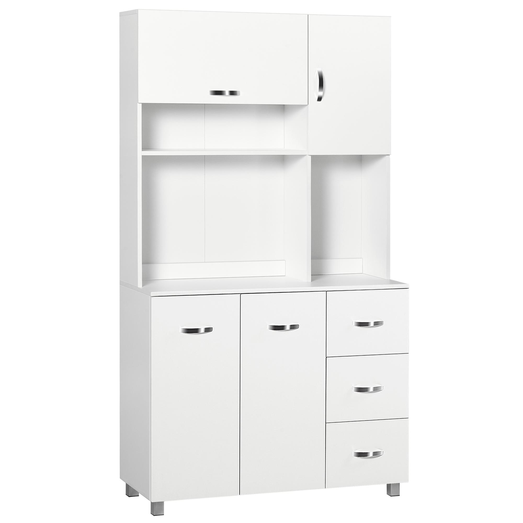 Armário de Arrumação Alto com 4 Portas Prateleiras Ajustáveis para Sala de Estar 100x39,5x183,5 cm Branco