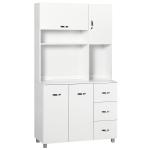 Armário de Arrumação Alto com 4 Portas Prateleiras Ajustáveis para Sala de Estar 100x39,5x183,5 cm Branco