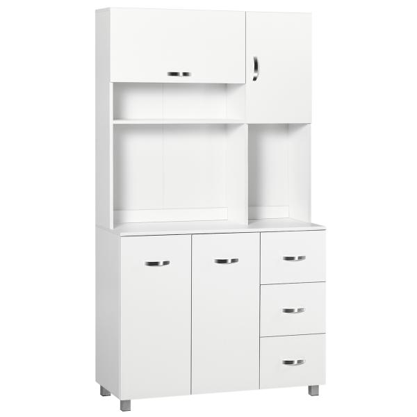 Armário de Arrumação Alto com 4 Portas Prateleiras Ajustáveis para Sala de Estar 100x39,5x183,5 cm Branco