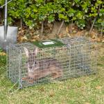 Armadilha para Animais Vivos Dobrável 66x24x30,5 cm Gaiola de Captura com Porta e Alça para Coelhos Roedores Prata
